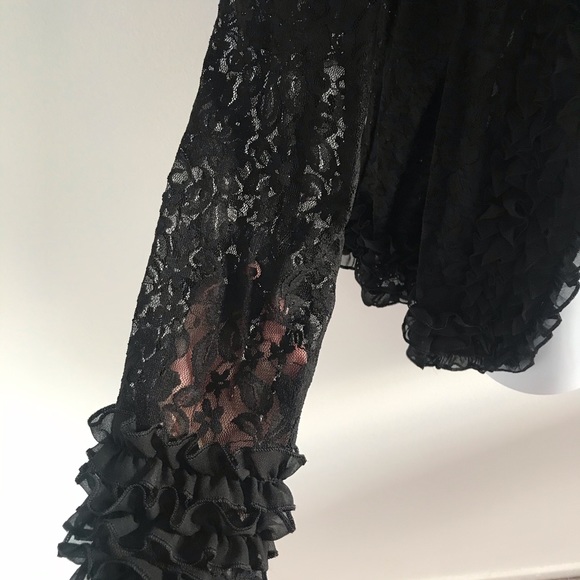 COPY - Red Coral Black Floral Lace Cardigan Sweater - Picture 4 of 15